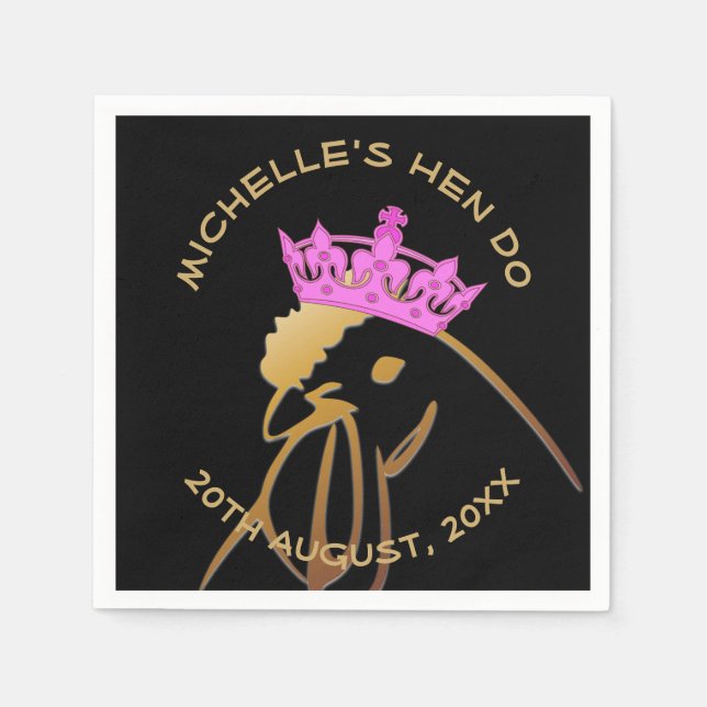 Serviette En Papier Hen dans la Couronne rose Bachelorette (Devant)