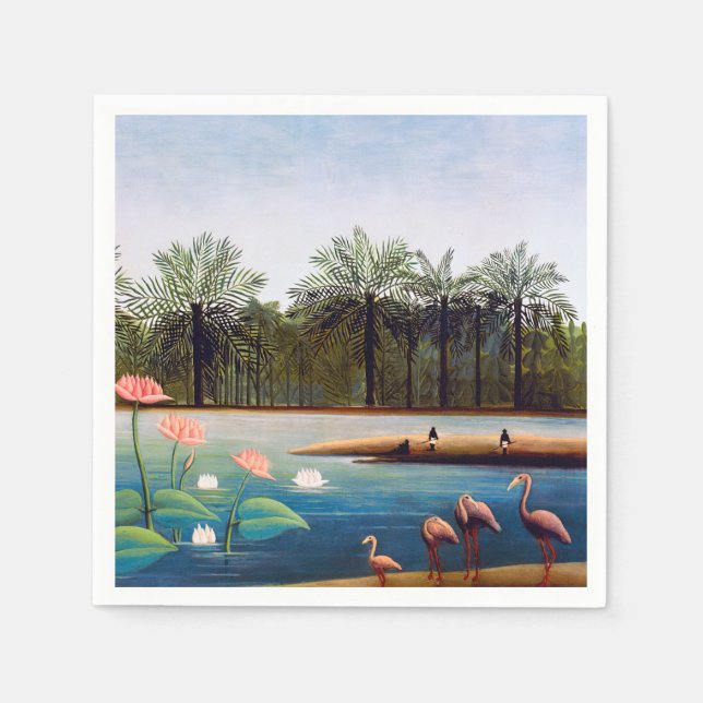 Serviette En Papier Henri Rousseau - Les Flamants roses (Devant)