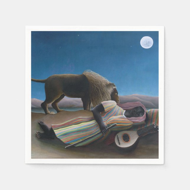 Serviette En Papier Henri Rousseau - Les Tziganes qui dorment (Devant)