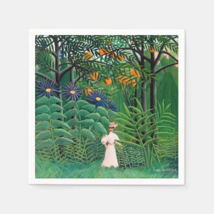 Serviette En Papier Henri Rousseau - Une femme marche dans une forêt e
