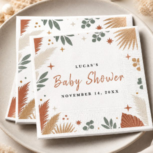 Serviette En Papier Herbe de Pampa et eucalyptus botaniques bohèmes