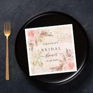 Serviette En Papier Herbe de pampa rose gold pétillant pour la douche 