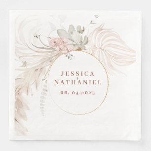 Serviette En Papier Herbe des Pampas Mariage Floral Boho