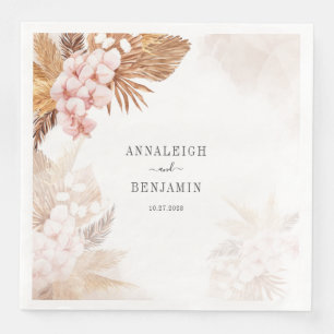 Serviette En Papier Herbe des Pampas Terracotta Mariage Fête Botanique