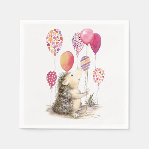 Serviette En Papier Hérisson avec ballons roses