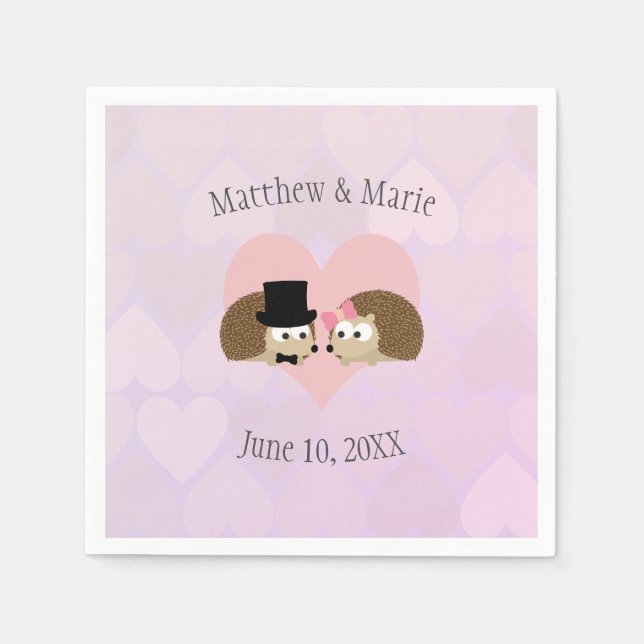 Serviette En Papier Hérisson dans Love Hedgehog Mariage (Devant)