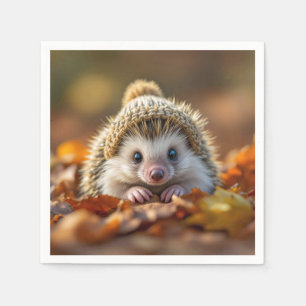 Serviette En Papier Hérisson d'automne avec Casquette nu