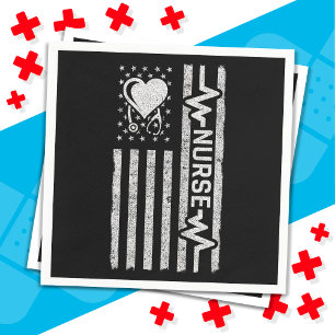 Serviette En Papier Héros américain Drapeau Héros Coeur Infirmière App
