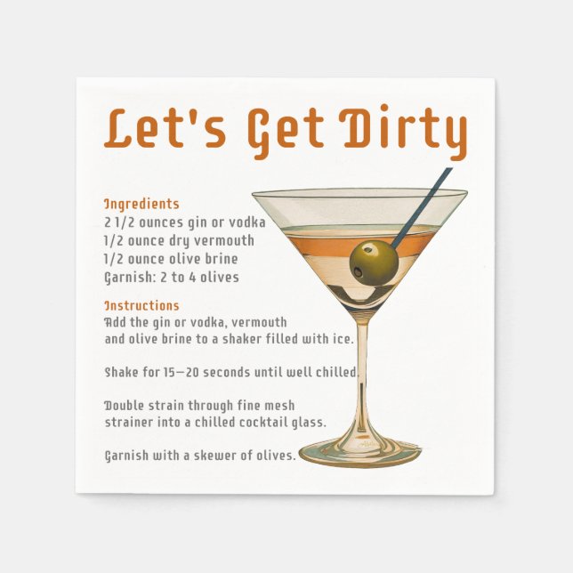 Serviette En Papier Heure de cocktail Obtenons une recette de martini  (Devant)