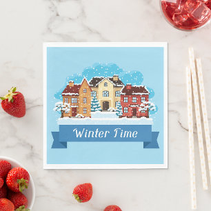 Serviette En Papier Heure d'hiver neige