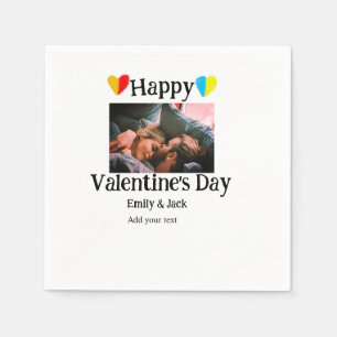 Serviette En Papier Heureuse Sainte-Valentin ajouter nom de couple pho