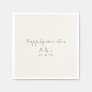 Serviette En Papier Heureusement Jamais Après Pearl White Silver Monog