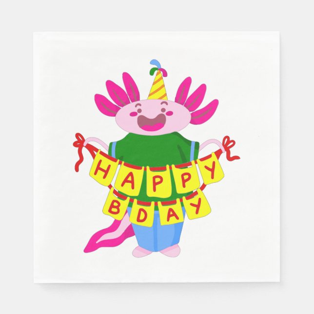 Serviette En Papier heureux anniversaire Axolotl (Devant)
