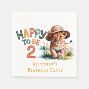 Serviette En Papier Heureux D'Être 2 Lion Cub Anniversaire