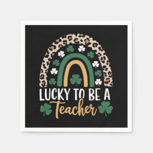 Serviette En Papier Heureux d'être enseignant Rainbow St Patrick's Day