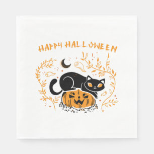 Serviette En Papier heureux halloween chat amour