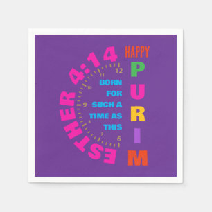 Serviette En Papier HEUREUX PURIM Esther 4:14 Pour Un Temps Tel Que Ce
