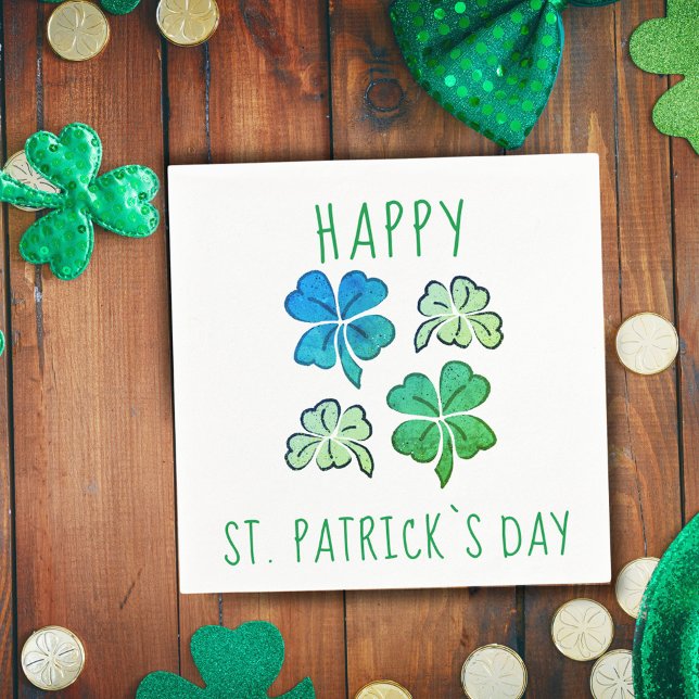 Serviette En Papier Heureux Shamrock Clover Joyeux Saint Patrick's day (Créateur téléchargé)