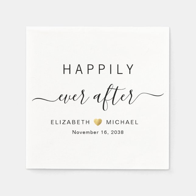 Serviette En Papier Heureux toujours après Mariage (Devant)