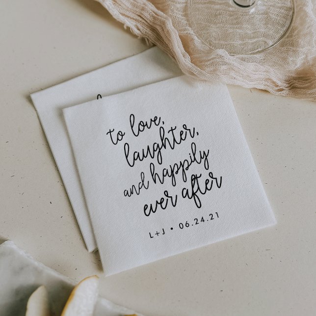 Serviette En Papier Heureux toujours après | Mariage personnalisé (Créateur téléchargé)