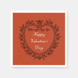 Serviette En Papier heureux Valentine's Day Red
