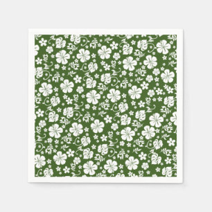 Serviette En Papier Hibiscus blanc sur Green Tropical Chic