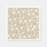 Hibiscus blanc sur Taupe Tropical Chic