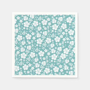 Serviette En Papier Hibiscus blanc sur Turquoise Tropical Chic