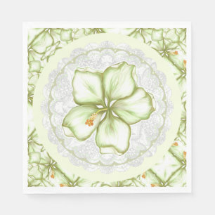 Serviette En Papier Hibiscus & dentelle BLANC