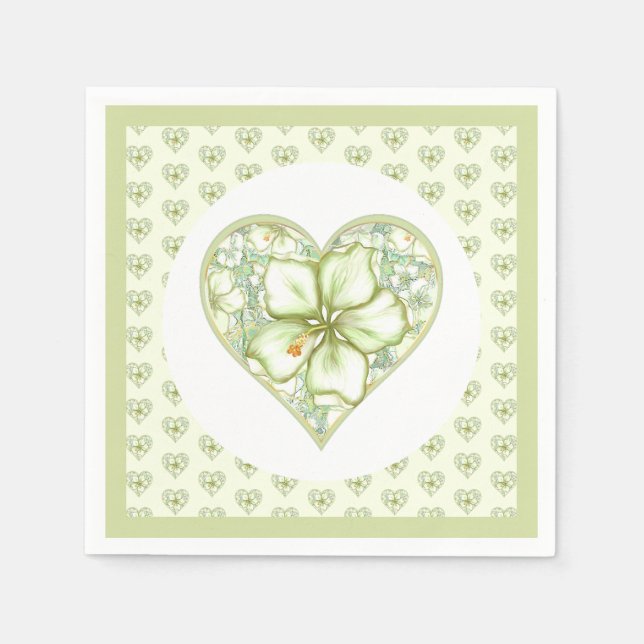 Serviette En Papier Hibiscus & dentelle BLANC (Devant)