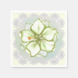 Serviette En Papier Hibiscus & dentelle BLANC