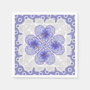 Serviette En Papier Hibiscus & dentelle BLEU