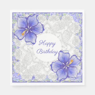 Serviette En Papier Hibiscus & dentelle BLEU