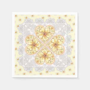 Serviette En Papier Hibiscus & dentelle JAUNE