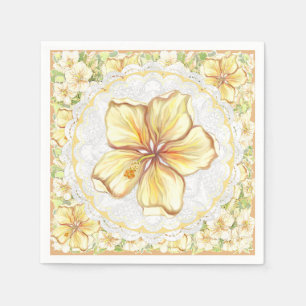 Serviette En Papier Hibiscus & dentelle JAUNE