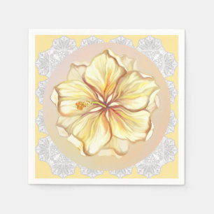 Serviette En Papier Hibiscus & dentelle JAUNE
