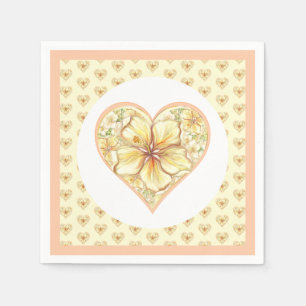 Serviette En Papier Hibiscus & dentelle JAUNE