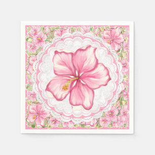 Serviette En Papier Hibiscus & dentelle PINK