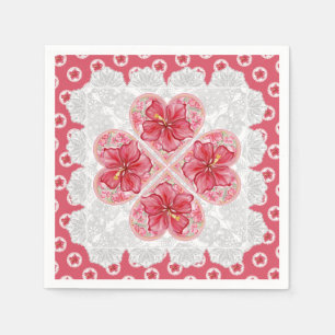 Serviette En Papier Hibiscus & dentelle RED