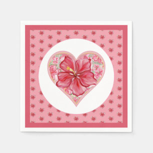 Serviette En Papier Hibiscus & dentelle RED