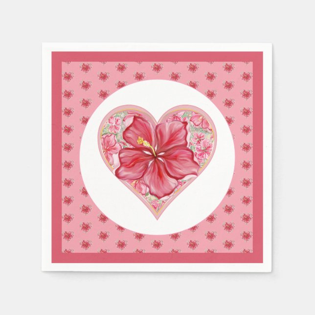 Serviette En Papier Hibiscus & dentelle RED (Devant)