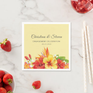 Serviette En Papier Hibiscus Élégant Fleurs Tropicales Mariage Fête