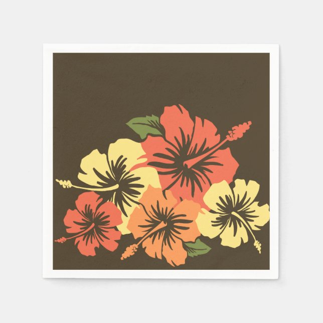 Serviette En Papier Hibiscus épopé Floral hawaïen (Devant)