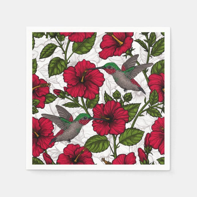 Serviette En Papier Hibiscus et colibris (Devant)