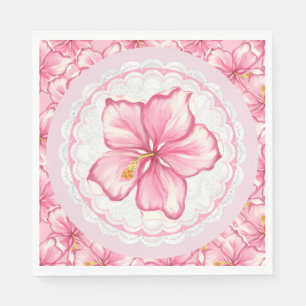 Serviette En Papier Hibiscus et dentelle ROSE