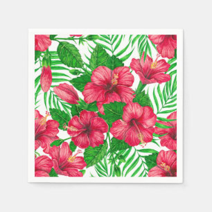 Serviette En Papier Hibiscus et palmiers feuilles