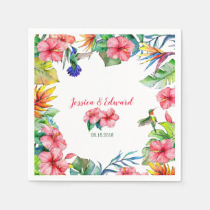 Serviette En Papier Hibiscus floral tropical Mariage hawaïen
