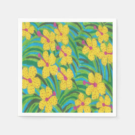 Serviette En Papier Hibiscus jaune Impression tropicale