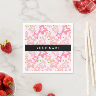 Serviette En Papier Hibiscus Rose, Fleurs Roses, Votre Nom