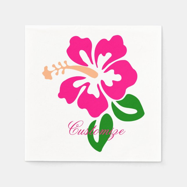 Serviette En Papier Hibiscus rose tropical Thunder_Cove (Devant)